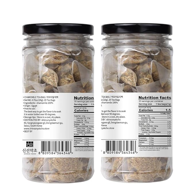 SHINSUN YAKCHO Chamomile Tea 20 Teabags in a Plastic Bottle Warm Tea 0.7oz Korean Tea/캐모마일차