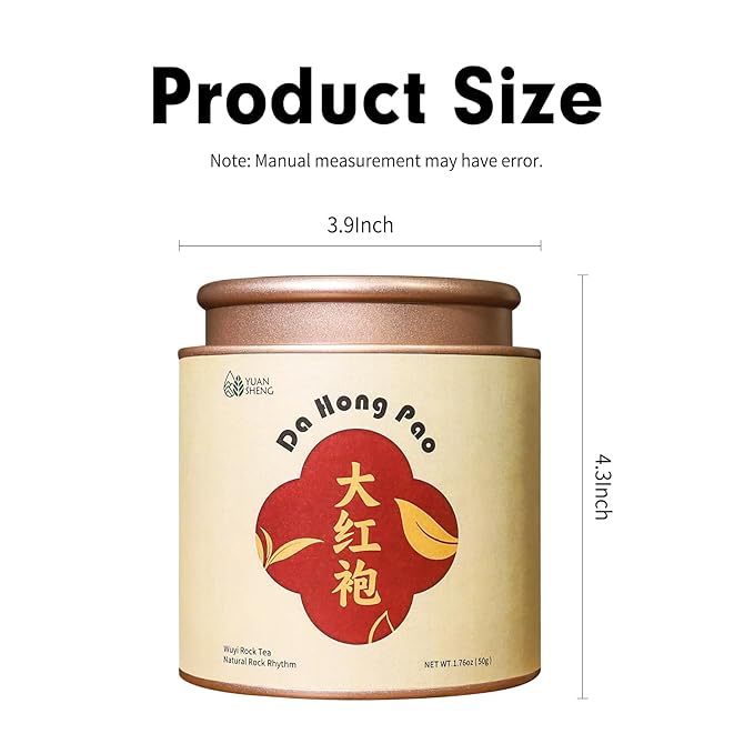 YUANSHENG Dahongpao Oolong Tea, Fujian Wuyi Rock Oolong Tea Loose Leaf with Nectar Aroma, Dark and Moist, Natural High Mountain Chinese Tea Dahongpao Big Red Robe 1.76Oz (50g) 特级大红袍 乌龙茶 中国功夫岩茶