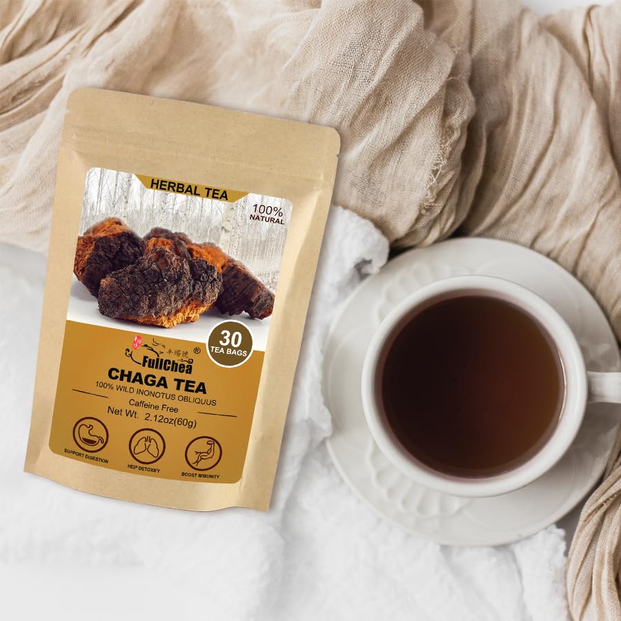 FullChea - Chaga Tea Bags, 30 Count, Chaga Mushroom Tea