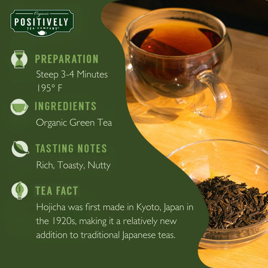 Positively Tea, Organic Hojicha, Green Tea, Loose Leaf, 16 Ounce