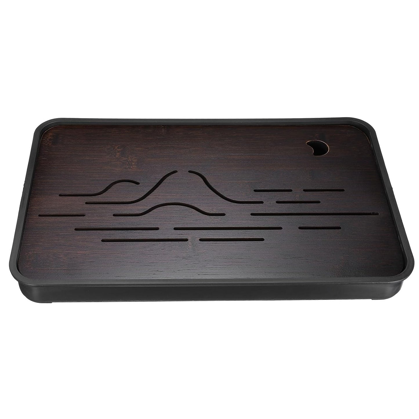 Harfington Bamboo Chinese Gong Fu Tea Tray 14.4" Beautiful Mountain Pattern Tea Tray Bamboo Tea Table Furniture Vintage Tea with Water Storage Box