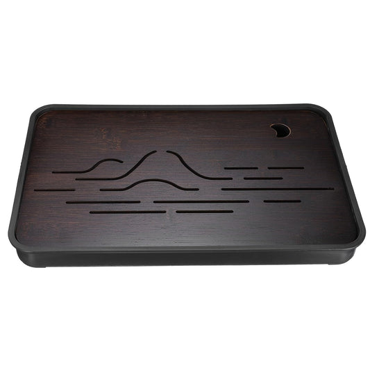 Harfington Bamboo Chinese Gong Fu Tea Tray 14.4" Beautiful Mountain Pattern Tea Tray Bamboo Tea Table Furniture Vintage Tea with Water Storage Box