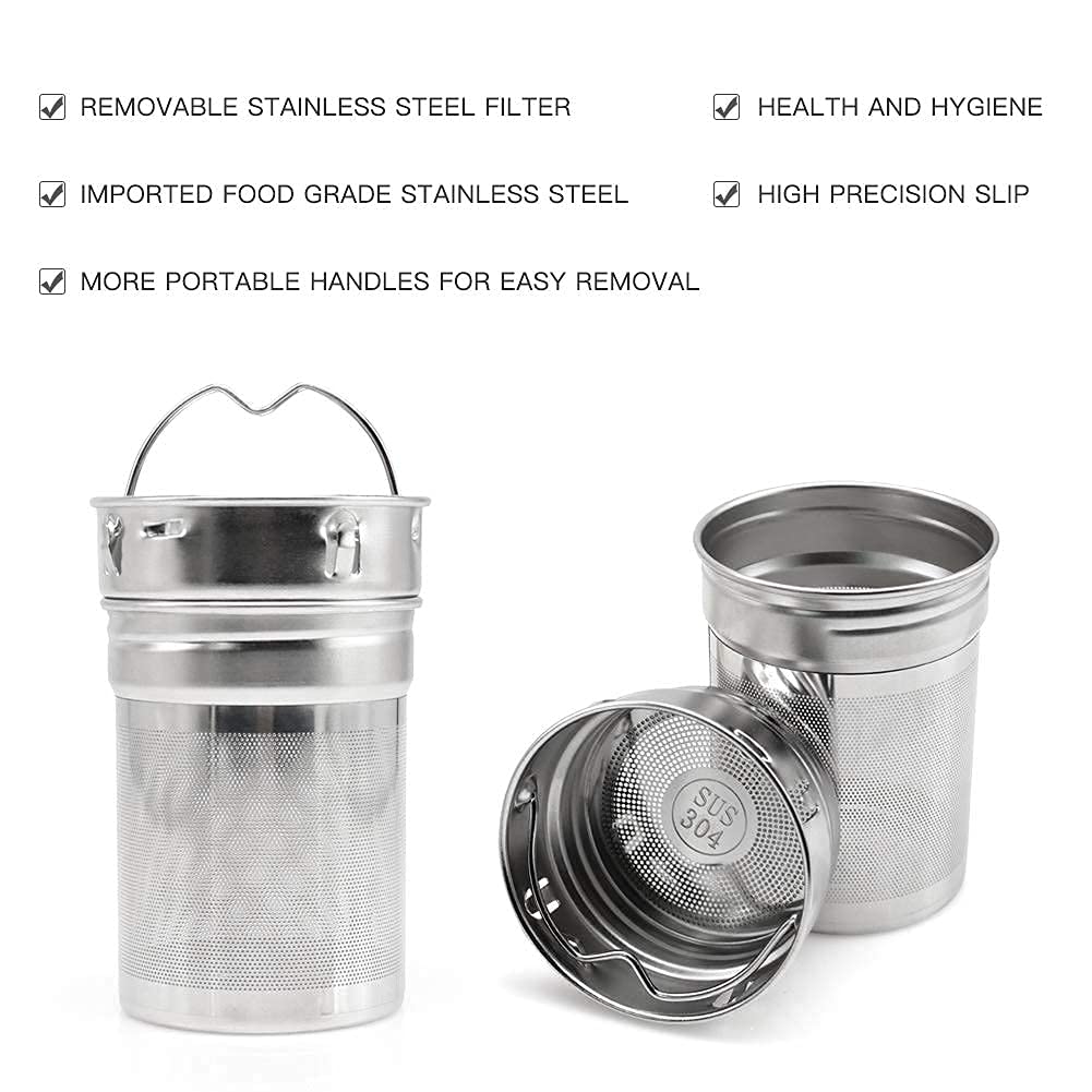 COMI Tea Infuser Bottle, Glass Tea Bottle with Infuser, 14 oz, Double Wall