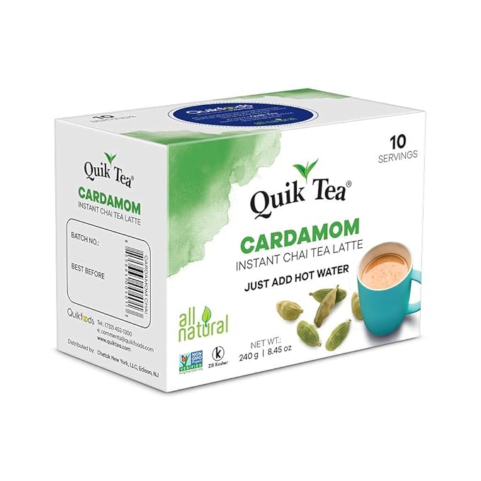 QuikTea Chai Tea Latte 4 Flavor Variety Pack, Cardamom/Masala/Ginger/Lemongrass, 34 Oz