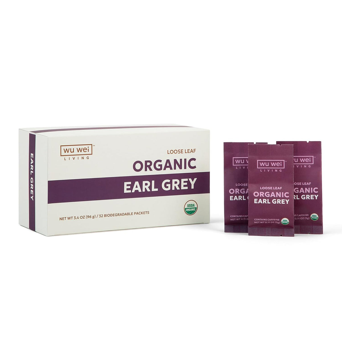 Organic Earl Grey Loose Leaf Tea, USDA Organic Certified, Citrusy and Floral, Single Serve Loose Leaf Tea (32-Pack), Limited Small Batch, Single Origin, Whole Leaf Tea,