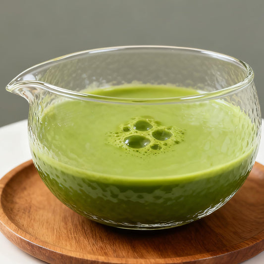 Britegleam Glass Matcha Bowl With Spout,Textured Glass Chawan Matcha Green Tea Whisk Bowls,Clear Japanese Style Cute Salad