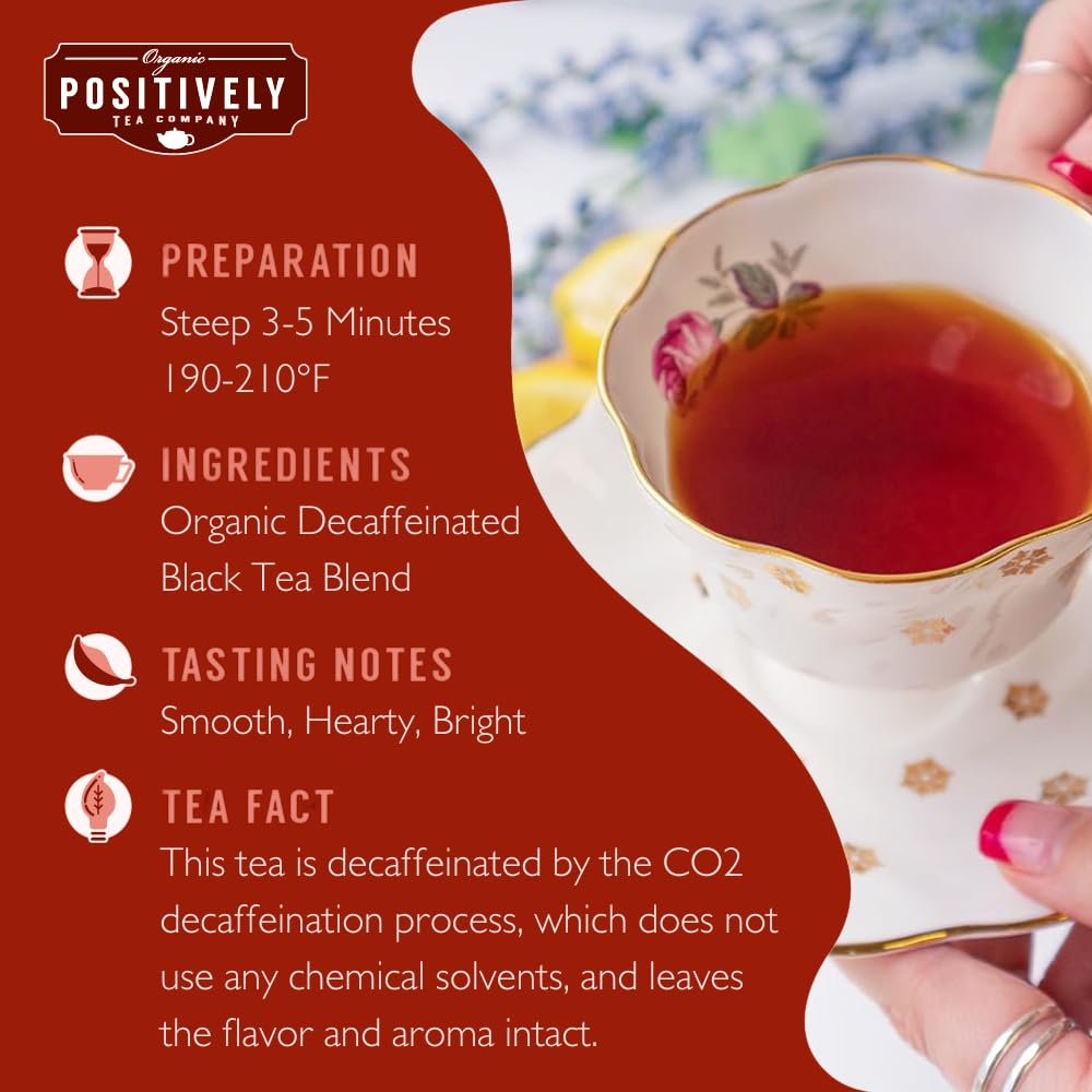 Positively Tea, Organic Decaf English Breakfast Black Tea Bags, 20 Count