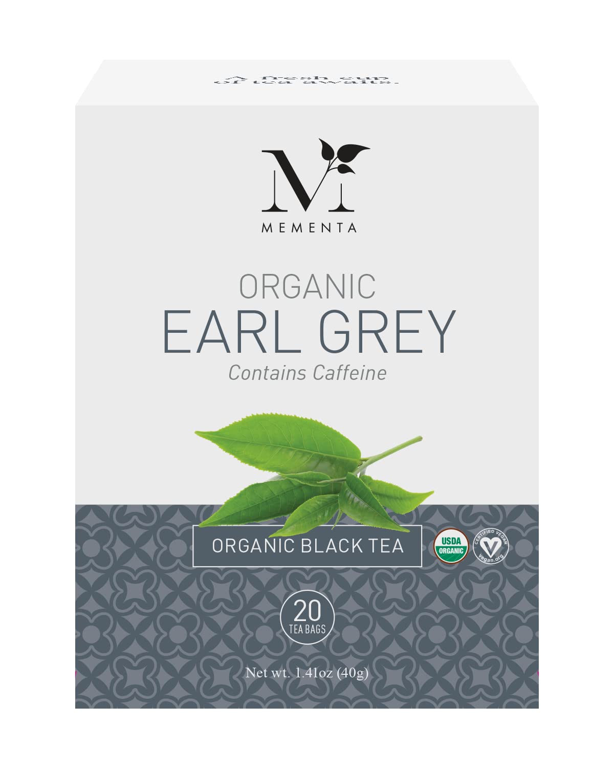 Mementa Inc Organic Earl Grey Tea - 20 Individually Wrapped Earl Grey Tea Bags Per Box, Pack of 6 - Premium Quality, Certified Organic Ingredients for a Refreshing Experience