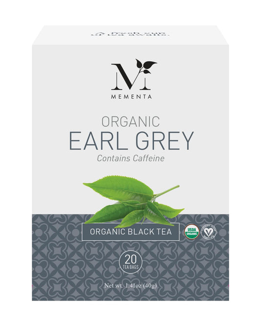 Mementa Inc Organic Earl Grey Tea - 20 Individually Wrapped Earl Grey Tea Bags Per Box, Pack of 6 - Premium Quality, Certified Organic Ingredients for a Refreshing Experience