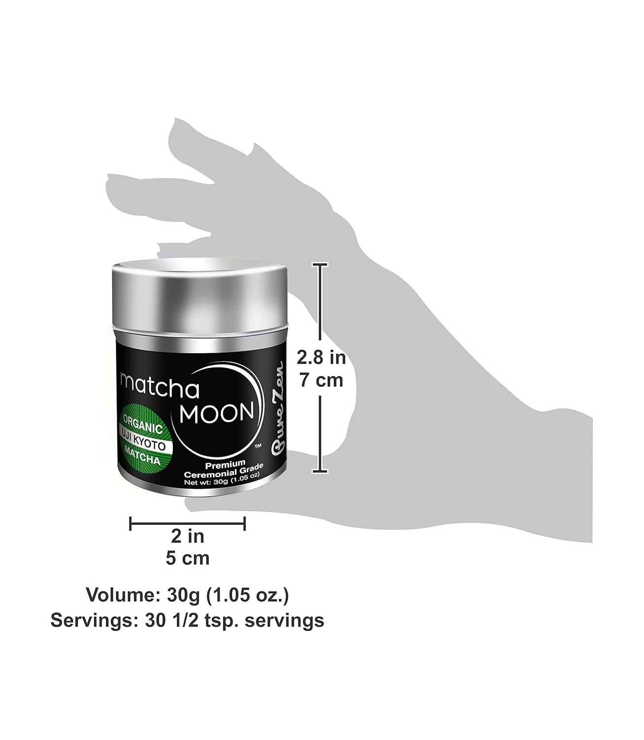 Matcha Moon Pure Zen Ceremonial Grade Matcha Powder | Premium USDA Organic Traditional Japanese Green Tea | First Harvest Uji Kyoto Sourced Tea Powder | 30g Tin
