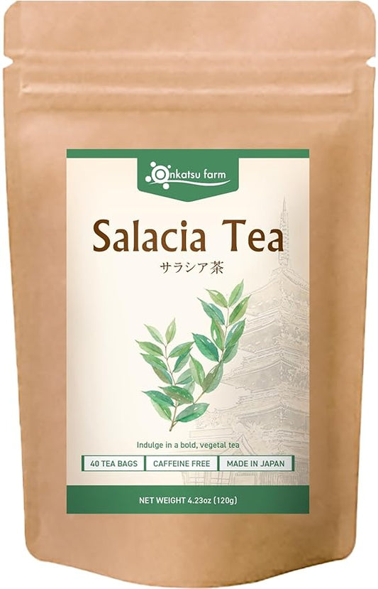 Onkatsu Farm Salacia Premium Japanese Tea Bags, Bold Herbaceous Flavor, Hot or Iced, Caffeine Free, 40 Total Tea Bags