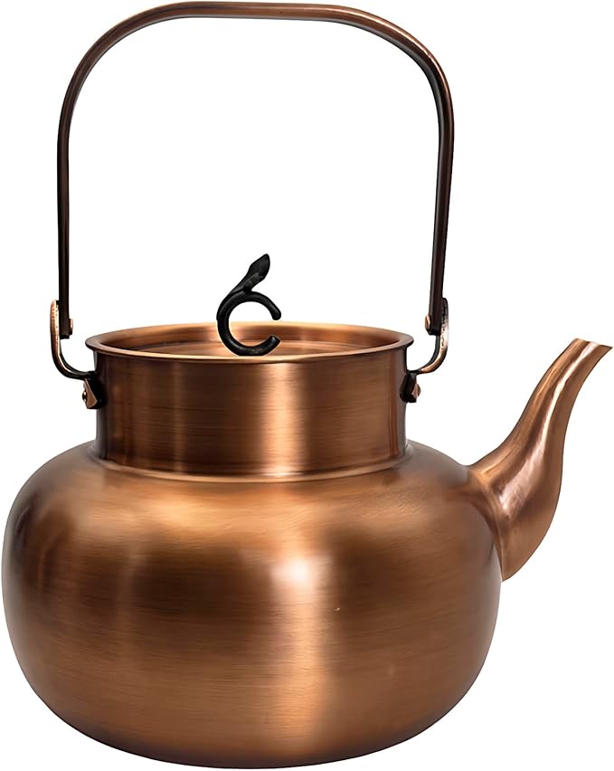 YJX Pure Copper Tea Kettle For Stovetop, Chinese Style Non-Coating Teapot with Stainless Steel Tea Ball For Loose Tea, Solid Tea Pot (1600ml)