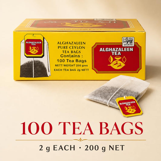 Alghazaleen Pure Ceylon Black Tea Bags, 100 Count, 2g Each, 200g