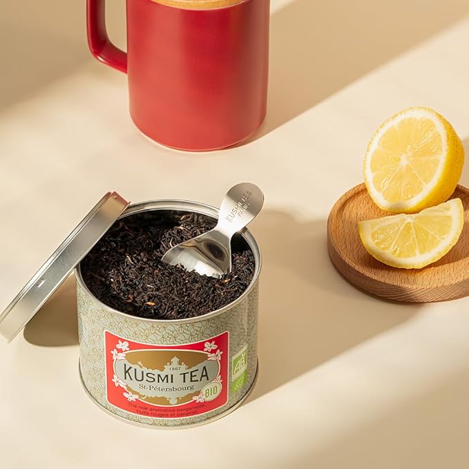 KUSMI TEA - St. Petersburg - Organic Earl Grey Tea - Black Tea with Red Berries, Caramel, Vanilla & Bergamot - Loose Leaf - 3.5 oz Tin
