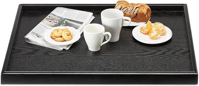 32 x 20 Inches Extra Large Solid Wood Serving Tray for Tea Coffee Table Snack Food Meals Serving Plate Kitchen Party Bar Breakfast Server with Raised
