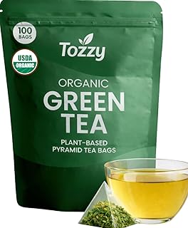 Tozzy Organic Green Tea – 100 Count, Plant-Based Pyramid Tea Bags