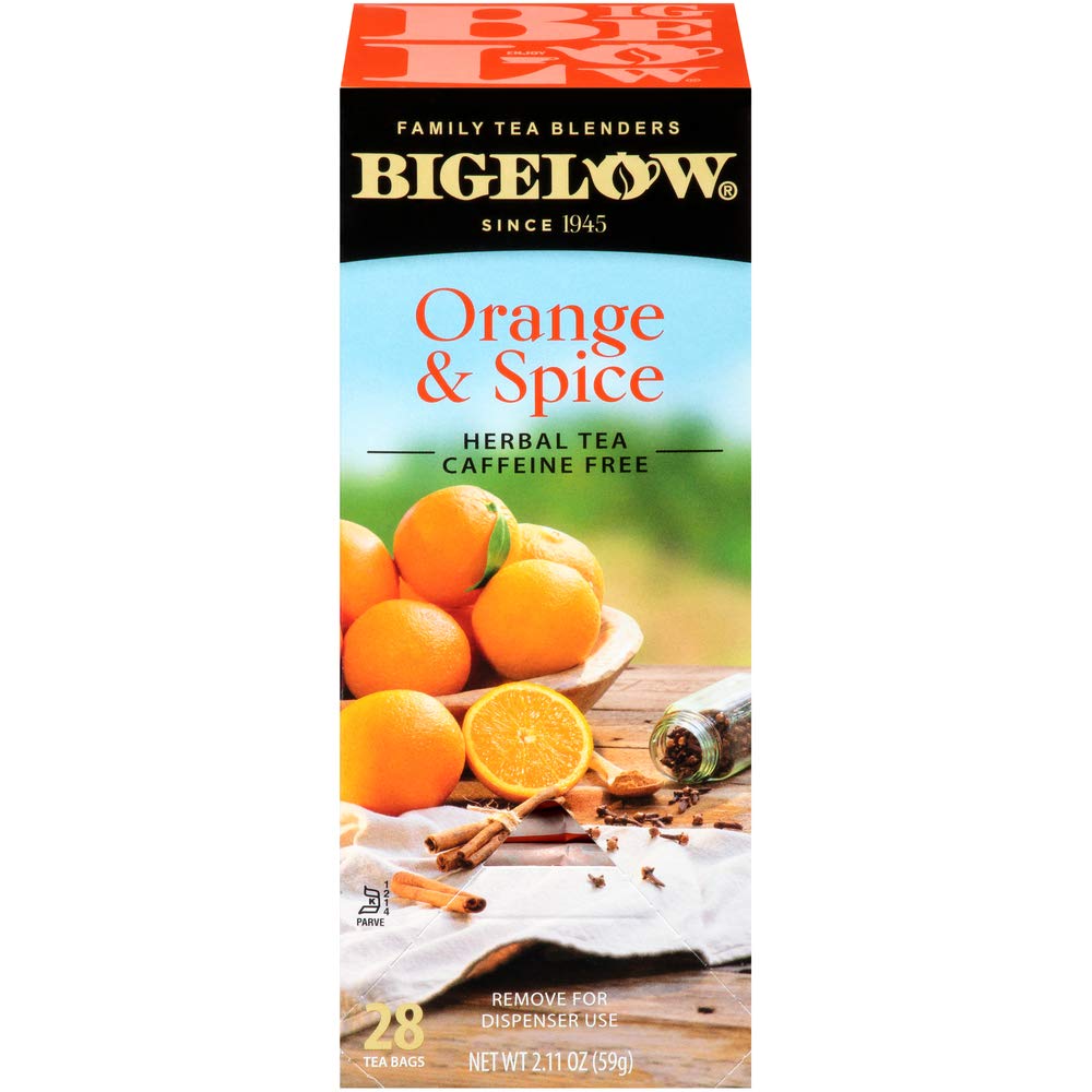 Bigelow Tea Bigelow Orange & Spice Herbal Tea 28-Count Box (Pack of 1) Caffeine-Free Soothing Herbal Tea Sweetly Citrus-y Tea