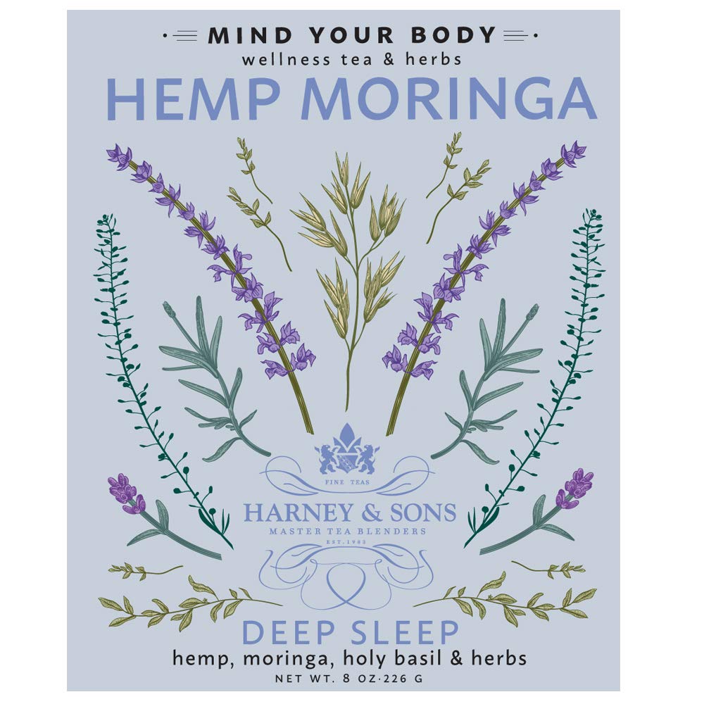 Harney & Sons Hemp Moringa Tea Blend, Wellness, Deep Sleep Blend, 5 oz tin