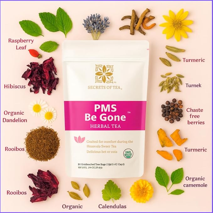 Secrets of Tea Herbal Tea – Herbal Caffeine-Free Blend for Women – Natural Support for Monthly Comfort, Relaxation & Balance – 20 Sachets