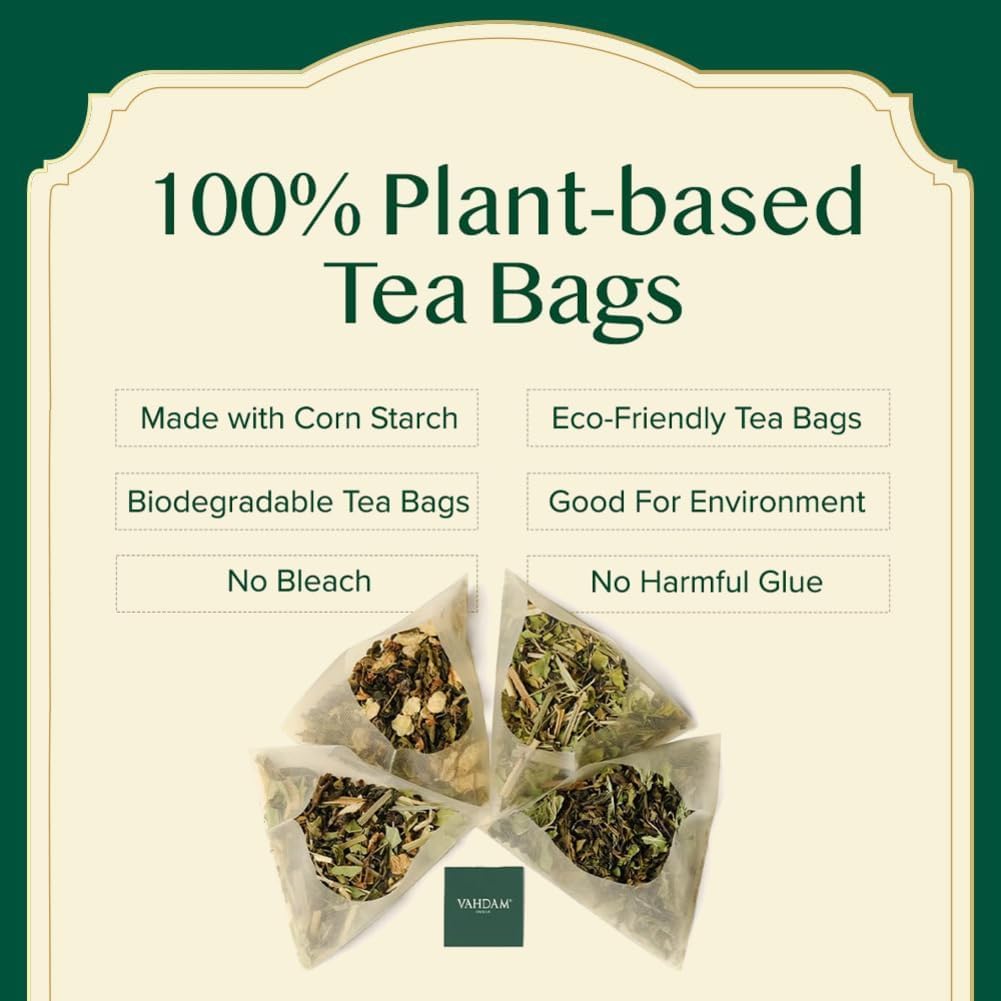 VAHDAM, Assorted Tea Sampler (20 Delicious Variety, 40 Individually Wrapped Pyramid Teabags) Long Leaf Premium Teas I Tea Gift Set I Gift Ideas for Lovers | Gifts for Him/Her