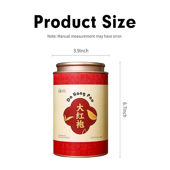 YUANSHENG Dahongpao Oolong Tea, Fujian Wuyi Rock Oolong Tea Loose Leaf with Nectar Aroma, Dark and Moist, Natural High Mountain Chinese Tea Dahongpao Big Red Robe 3.53Oz (100g) 特级大红袍 乌龙茶 中国功夫岩茶