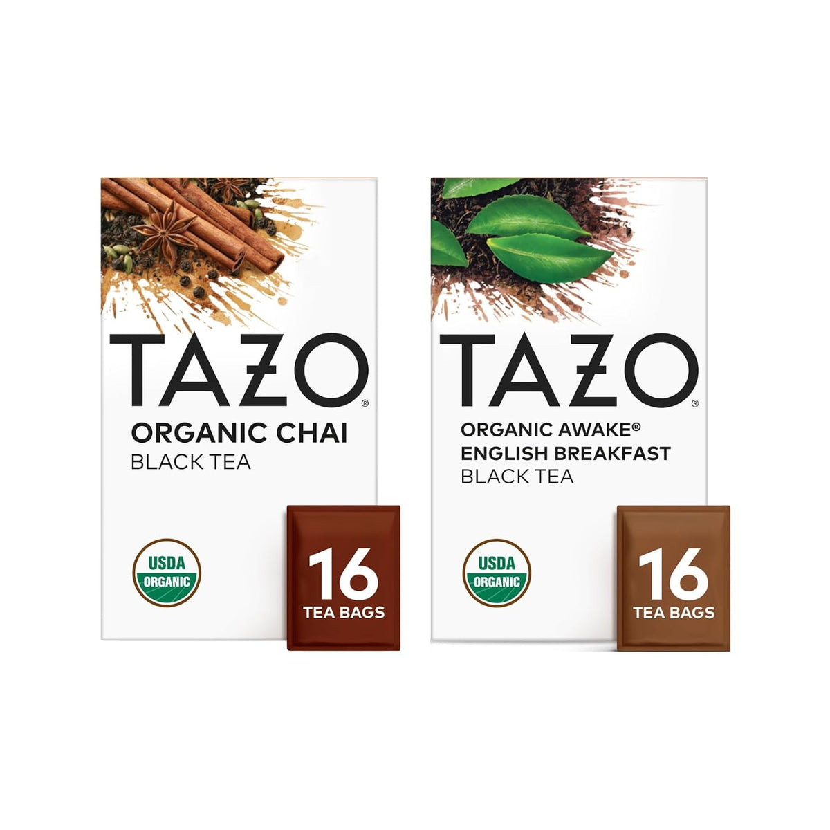 TAZO Awake English Breakfast & Chai Tea Bundle, 32 Tea Bags Total, Pack of 2