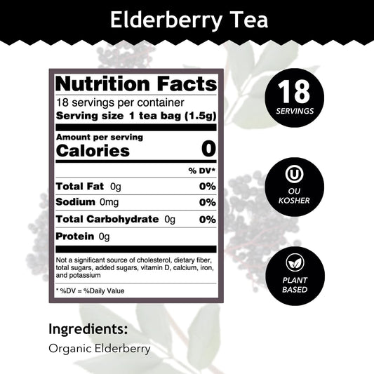 Buddha Teas - Organic Elderberry - Herbal Tea - For Health & Wellbeing - With Antioxidants & Minerals - Clean Ingredient
