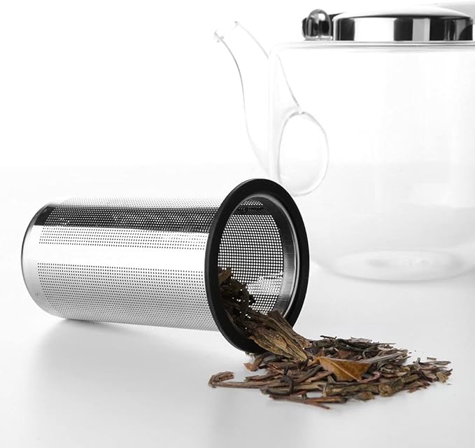 Viva Bjorn Borosilicate Glass Tea Pot for Stovetop with Loose Leaf Tea Infuser Mesh - 40 ounce/1.18 Liter