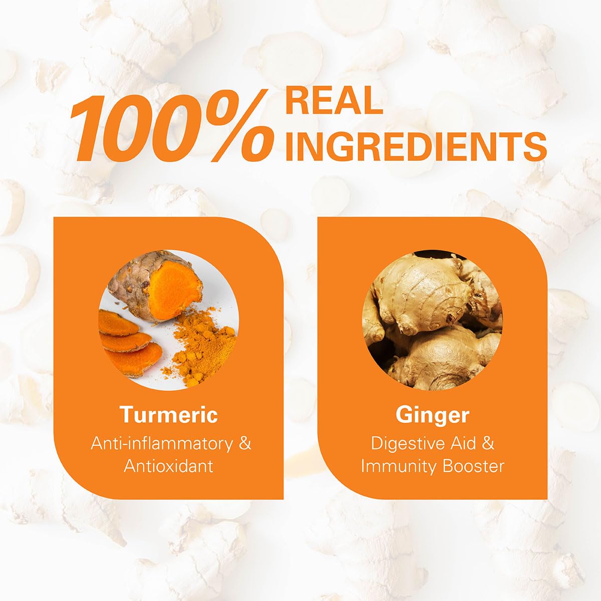 WT WEETEE Turmeric Ginger Tea Bags 100 Count, Rich Antioxidant Warm &amp; Spicy
