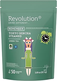 REVOLUTION TEA® Sencha Green Tea [THE ORIGINAL] – Tokyo Sencha Steamed – Premium Full Leaf Tea – Biodegradable Infuser Tea Bags – Green Tea – 50 Bags