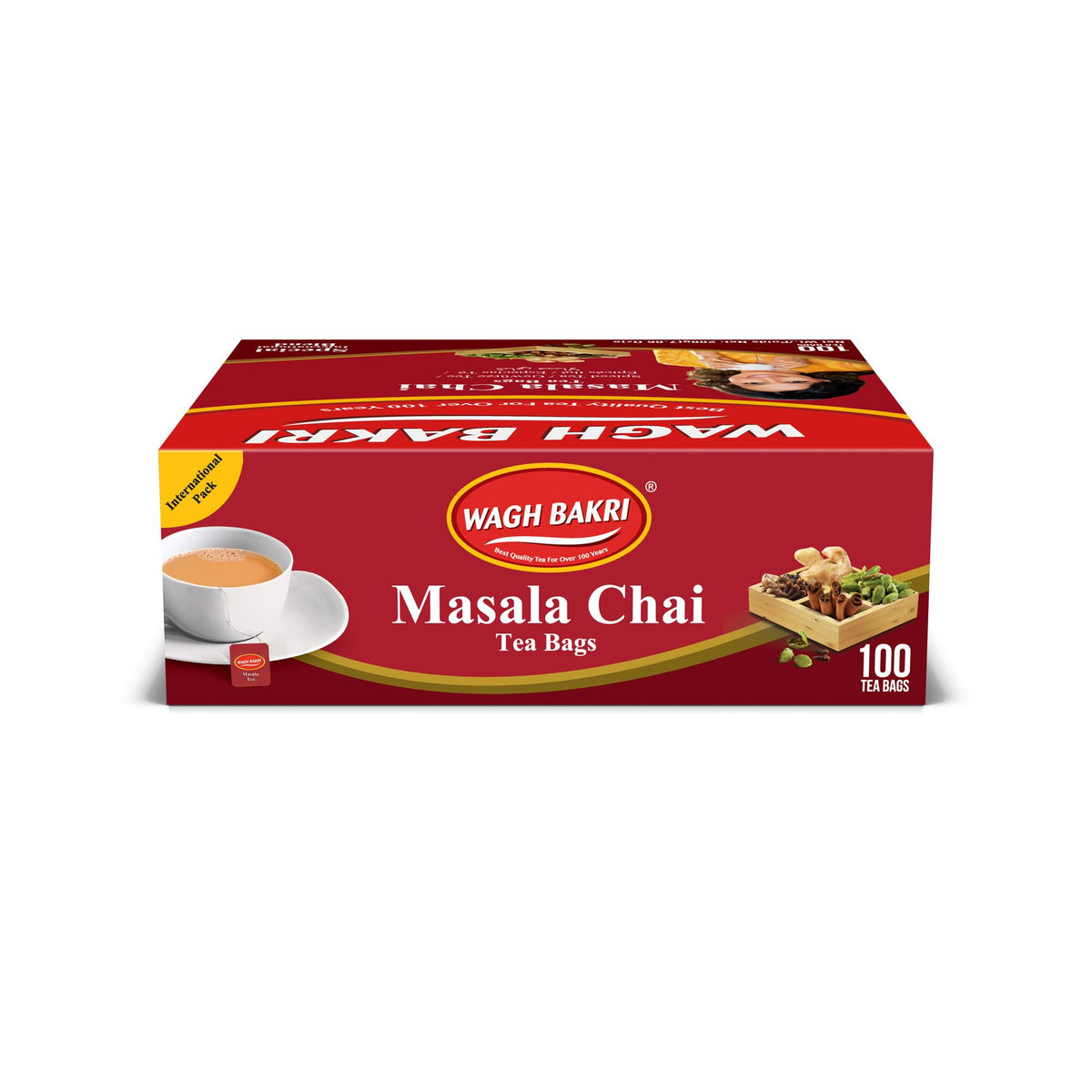 Wagh Bakri Chai Tea Bags, 100 Tea bags of Special International Blend, 200 grams