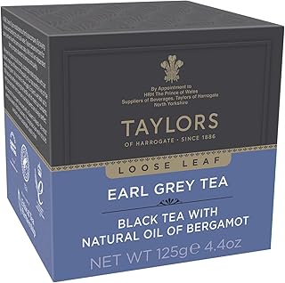 Taylors of Harrogate Earl Grey, Loose Leaf, 4.41 Ounce Carton (Pack of 1), Fragrant, Delicate & Light, Caffeinated, Premium Whole Leaf Tea