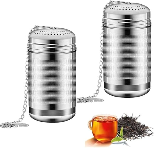 2pcs Tea Infuser, 304 Stainless Steel Tea Strainers for Loose Tea, Loose Leaf Tea Steeper, Fine Mesh Tea Ball holder with Chain Hook and Lid
