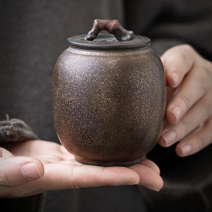 STOBAZA 1pc Vintage Spice Jar Chinese Retro Kitchen Ceramic Tea Canister for Loose Tea, Ceramic Food Storage Containers With Lids for Coffee Beans, Herb, Candy, Spices, Nuts