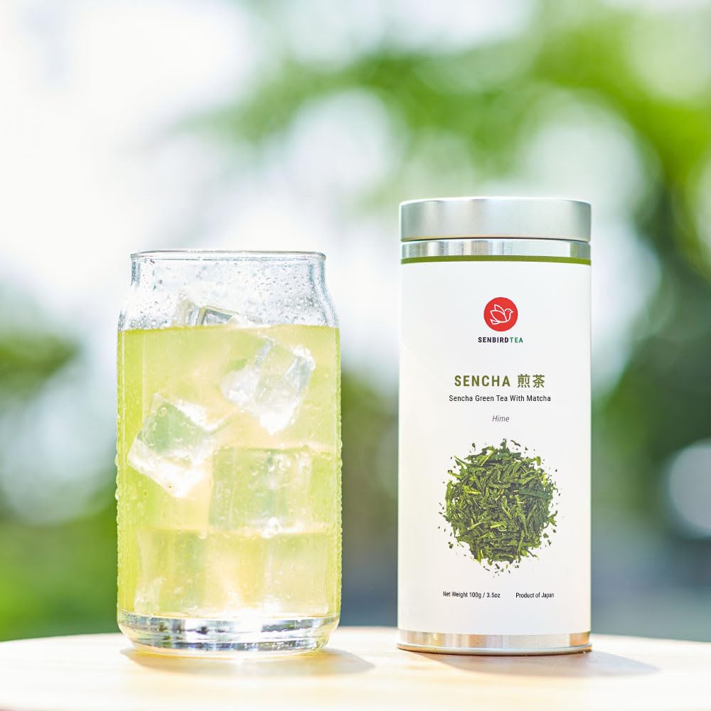 Senbird Japanese Sencha Green Tea with Matcha Loose Leaf - Hime (3.5oz/100g)
