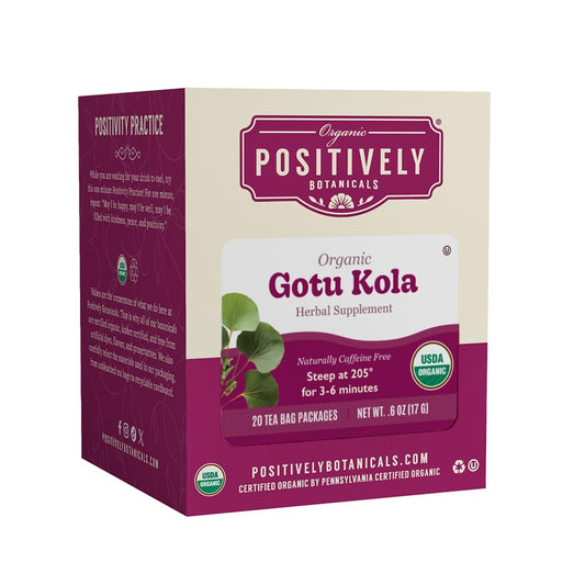 Organic Positively Botanicals Company, Gotu Kola Herbal Tea Bags, 20 Count