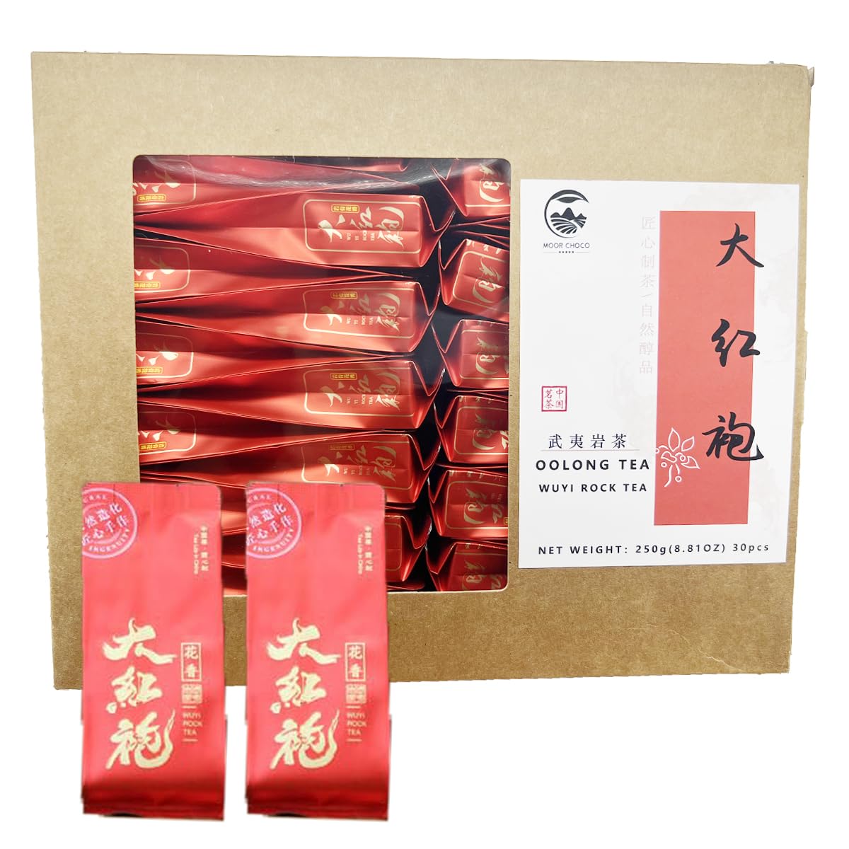 武夷岩茶花香大红袍250g 8.81oz Chinese Top10 Famous Tea – Wuyi Da Hong Pao/Rock Tea/Big Red Robe/Dahongpao Oolong Tea – 30 Count Tea Bags Value Pack Grade AAA