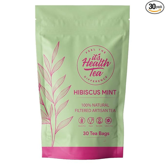 Hibiscus Mint Herbal Tea – 30 Tea Bags – Caffeine-Free, Antioxidant-Rich Botanical Blend for Wellness & Daily Comfort – Refreshing Herbal Infusion