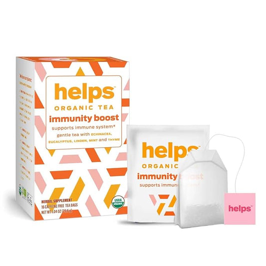 HELPS TEAS | Helps Immunity Boost | Organic herbal blend of Echinacea, Eucalyptus, Mint, Linden, Thyme and Natural Honey Flavor. Facilitates Respiratory Health | 16 Tea Bags |