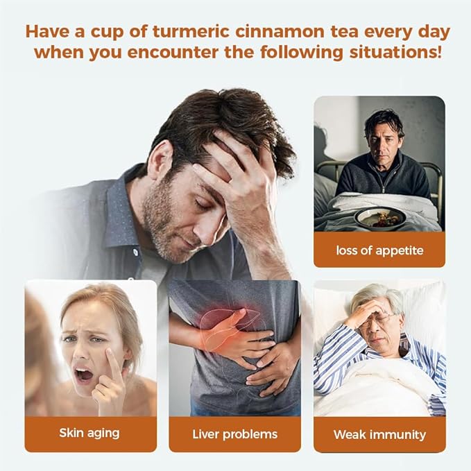 WOTIHA-Natural Turmeric Ginger Cinnamon Tea bags 180g，100% Natural High-Concentration Ingredients ，Herbal Tea