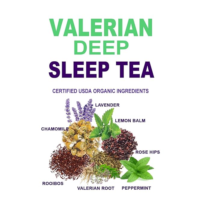 Secrets Of Tea Valerian Sleep Tea - Natural USDA Organic Caffeine-Free Tea- Herbal Tea for Sleep and Relaxation with Lavender, Chamomile and Lemon Balm - 20 Count(1 Pack)
