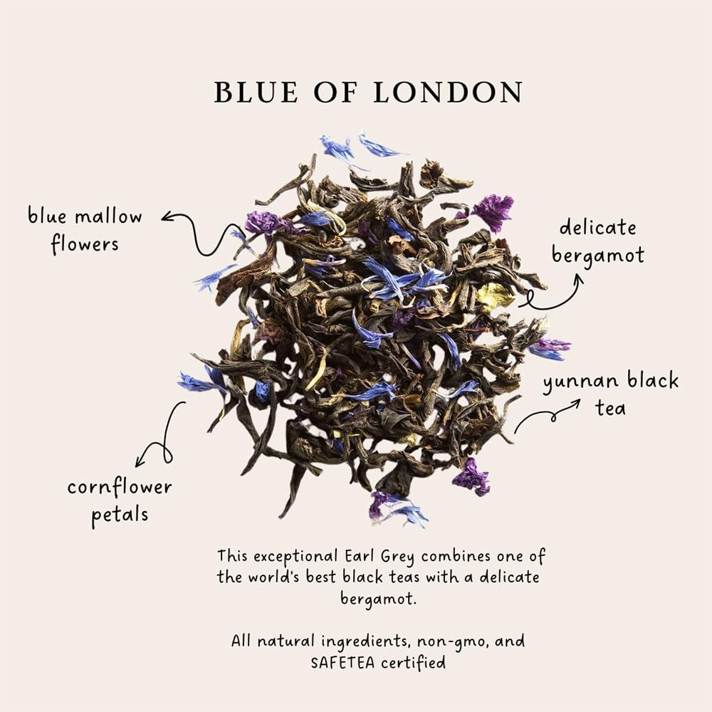 Palais des Thés - Blue of London - Earl Grey Black Tea, Bergamot & Cornflower - Premium Loose Leaf, Serves 20-25 Cups - 3.5oz Tin
