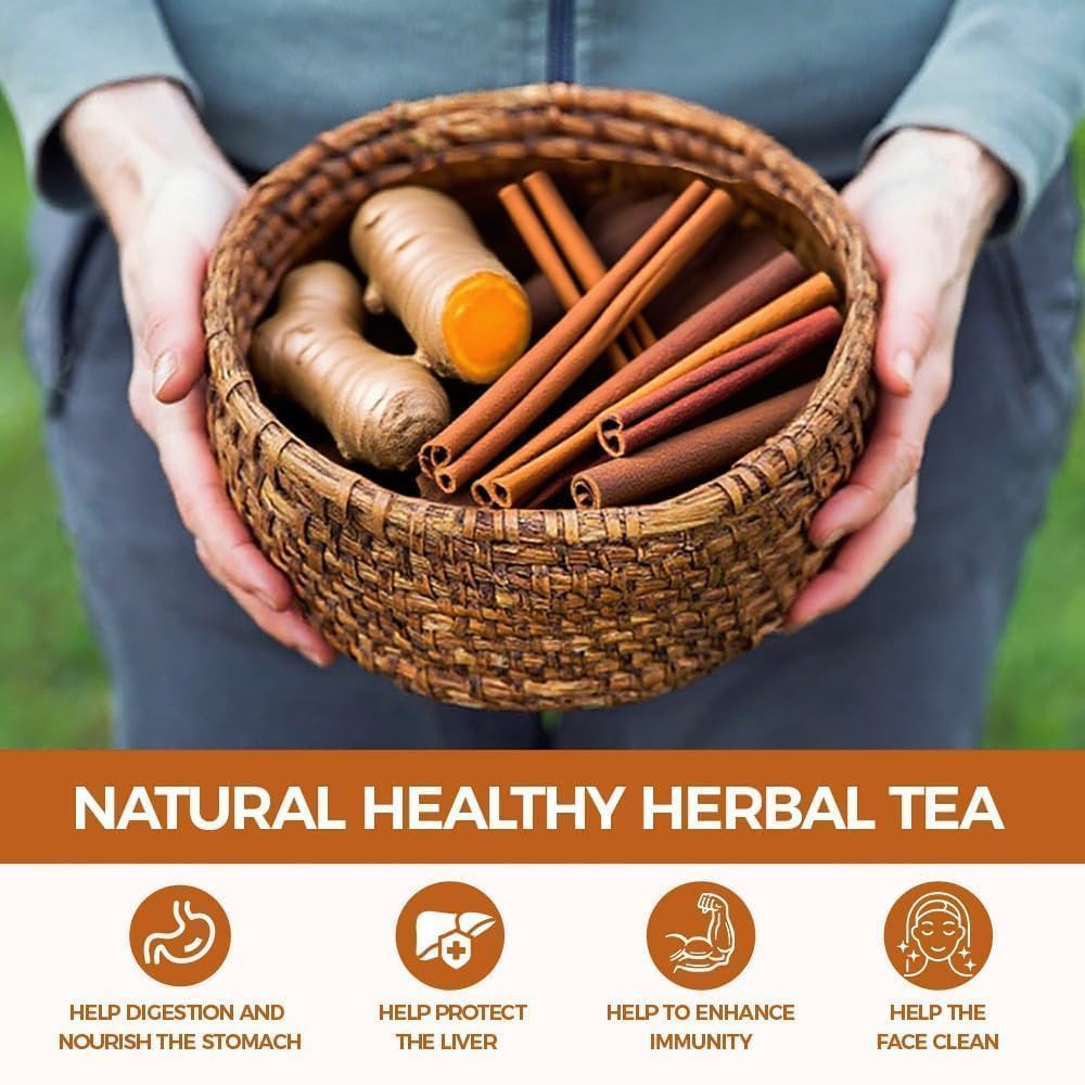 WOTIHA 70 Count Premium Turmeric Ginger Cinnamon lemon Tea Bags - 100% Natural High-Concentration Blend, Supports Healthy Inflammation &amp; Digestion, Caffeine-Free, Additive-Free, Non-GMO, Vegan