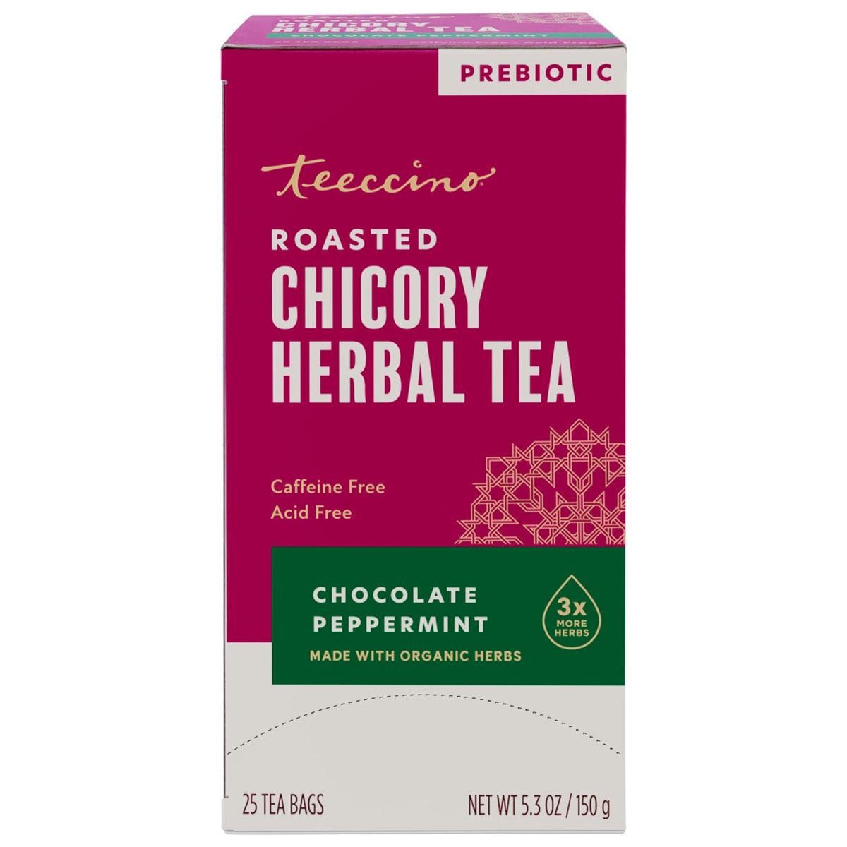 Teeccino Chocolate Peppermint Herbal Tea - Enjoy Hot or Iced Tea with Cooling Peppermint, Cocoa & Chicory, Prebiotic
