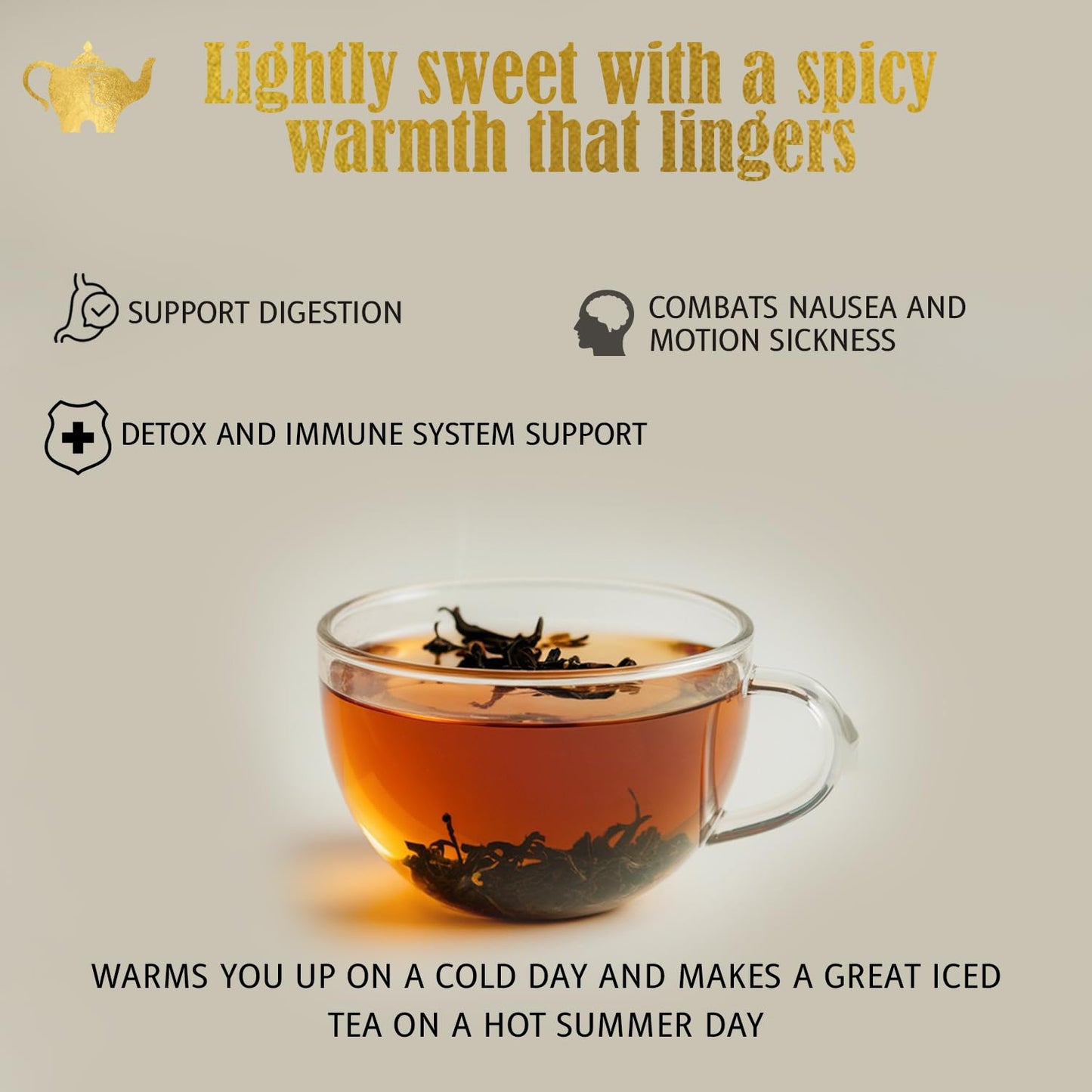 Ginger Lemon Tea, Loose Leaf Herbal Tea – Helps Reduce Nausea and Motion Sickness – Detox &amp; Immunity Support – Drink Hot or Iced – 4 oz Resealable Bag (Makes 50 Cups) – The Elegant Elephant