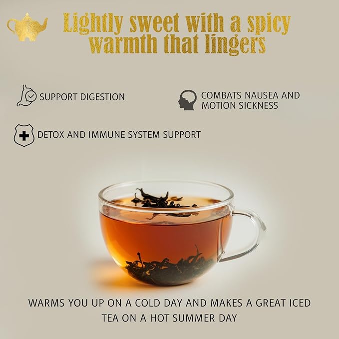 Ginger Lemon Tea, Loose Leaf Herbal Tea – Helps Reduce Nausea and Motion Sickness – Detox & Immunity Support – Drink Hot or Iced