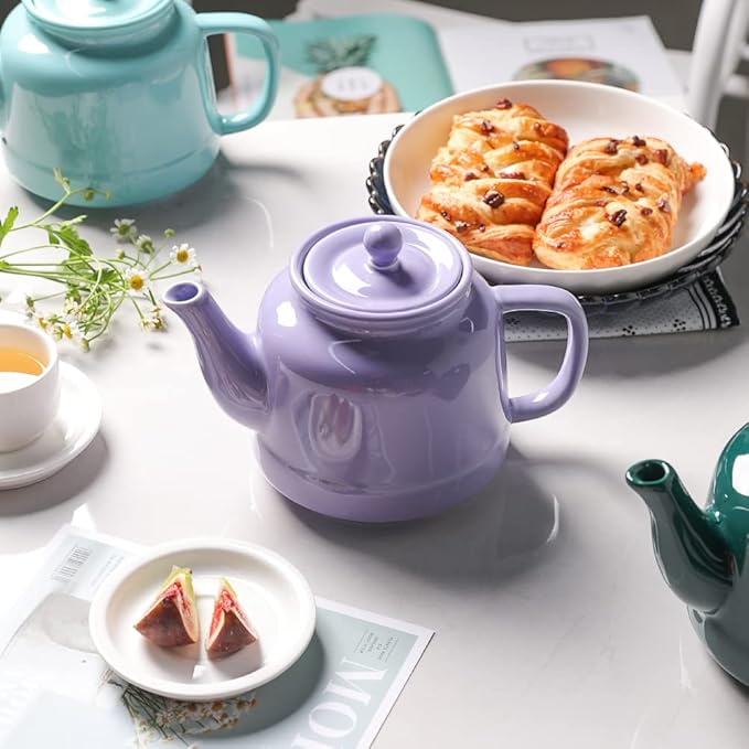 Sweejar 35 oz Porcelain Tea Pot, Teapot with Removable 18/8 Stainless Steel Infuser, Microwave & Dishwasher Safe Tea Maker