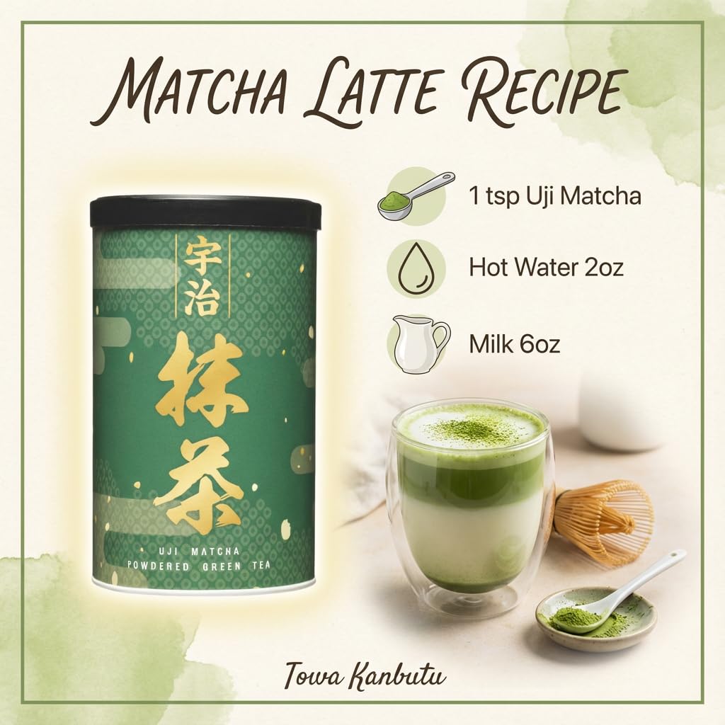 Uji Matcha Daily Ceremonial Grade 3.53oz (100g) by Towa Kanbutu – Premium Quality, Perfect for Everyday Ceremonies & Culinary Creations | Product of Japan