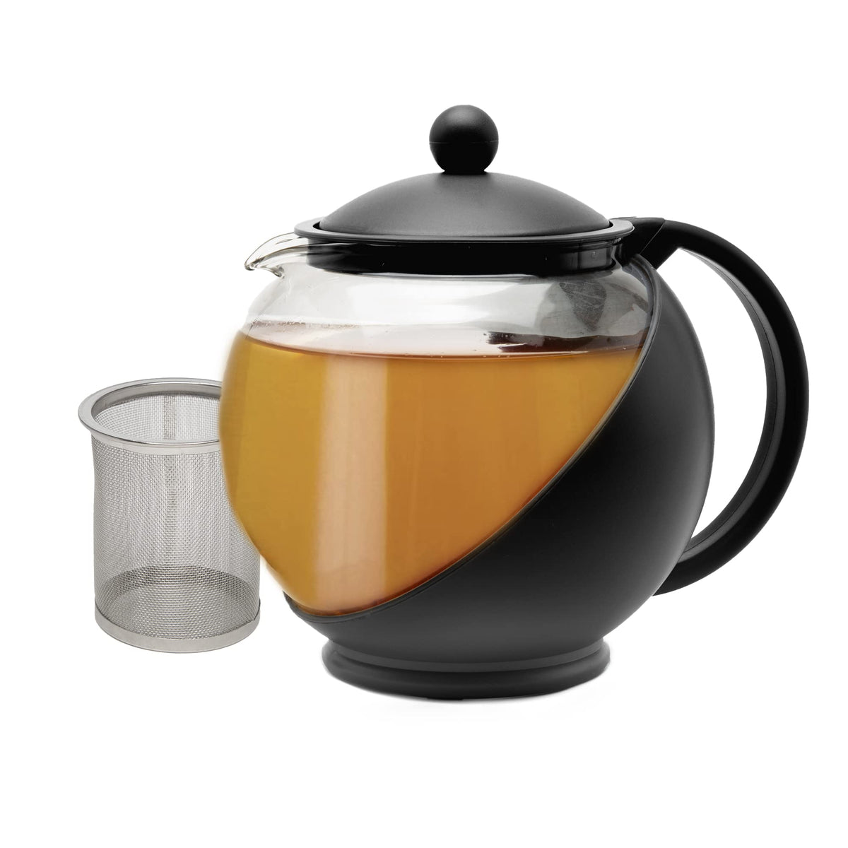 Primula Half Moon Teapot with Removable Infuser, Glass Tea Maker with Reusable Fine Mesh Stainless Steel Filter, Dishwasher