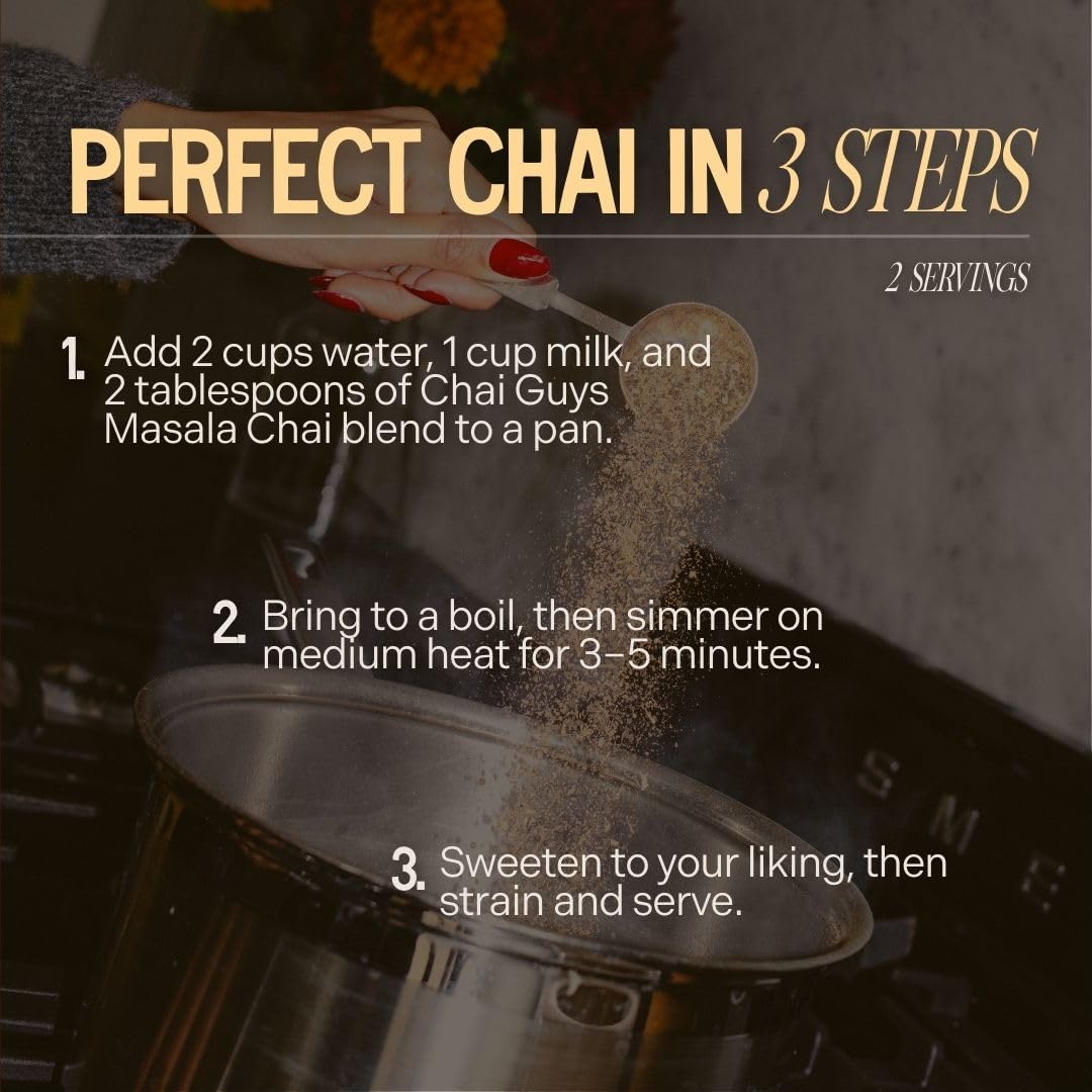 Masala Chai Tea Loose Leaf – Spiced Indian Black Tea with Cinnamon, Ginger, Cardamom &amp; Cloves – Strong CTC BOP Blend for Chai Latte – 4.4 oz (125g) – Chai Guys